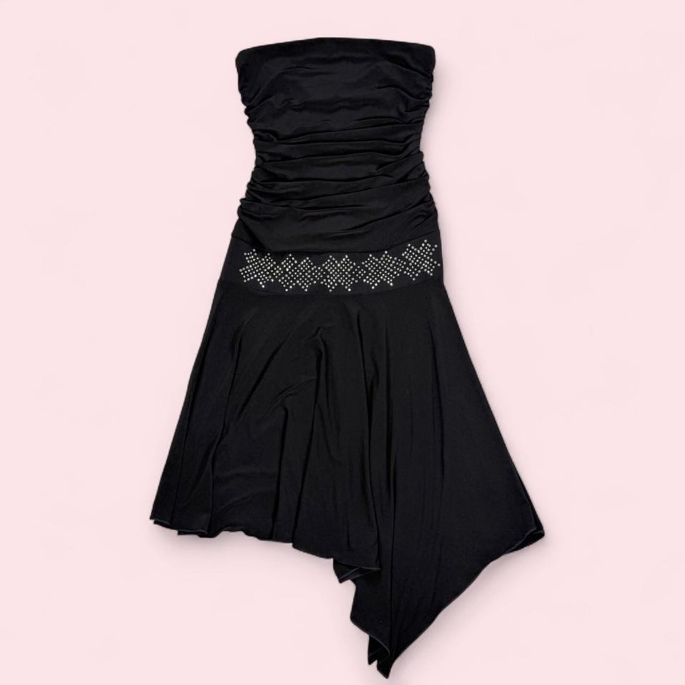 Vintage y2k Wishes black sleeveless tube top fairy grunge asymmetrical dress